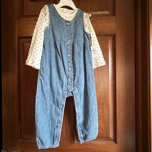 Baby Gap Denim Romper and Floral Onesie Set 18-24 Month
